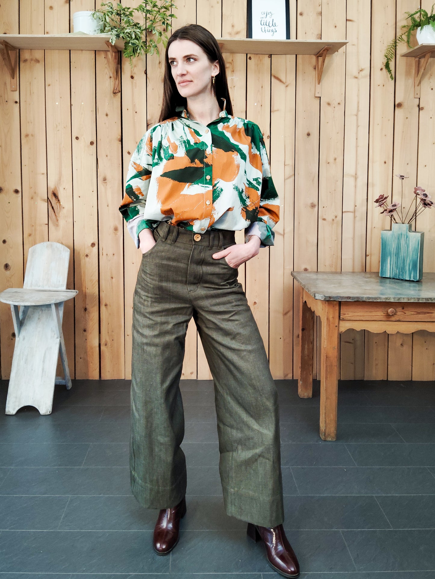 Chemise Marta KAKI couleurs up-cyclé