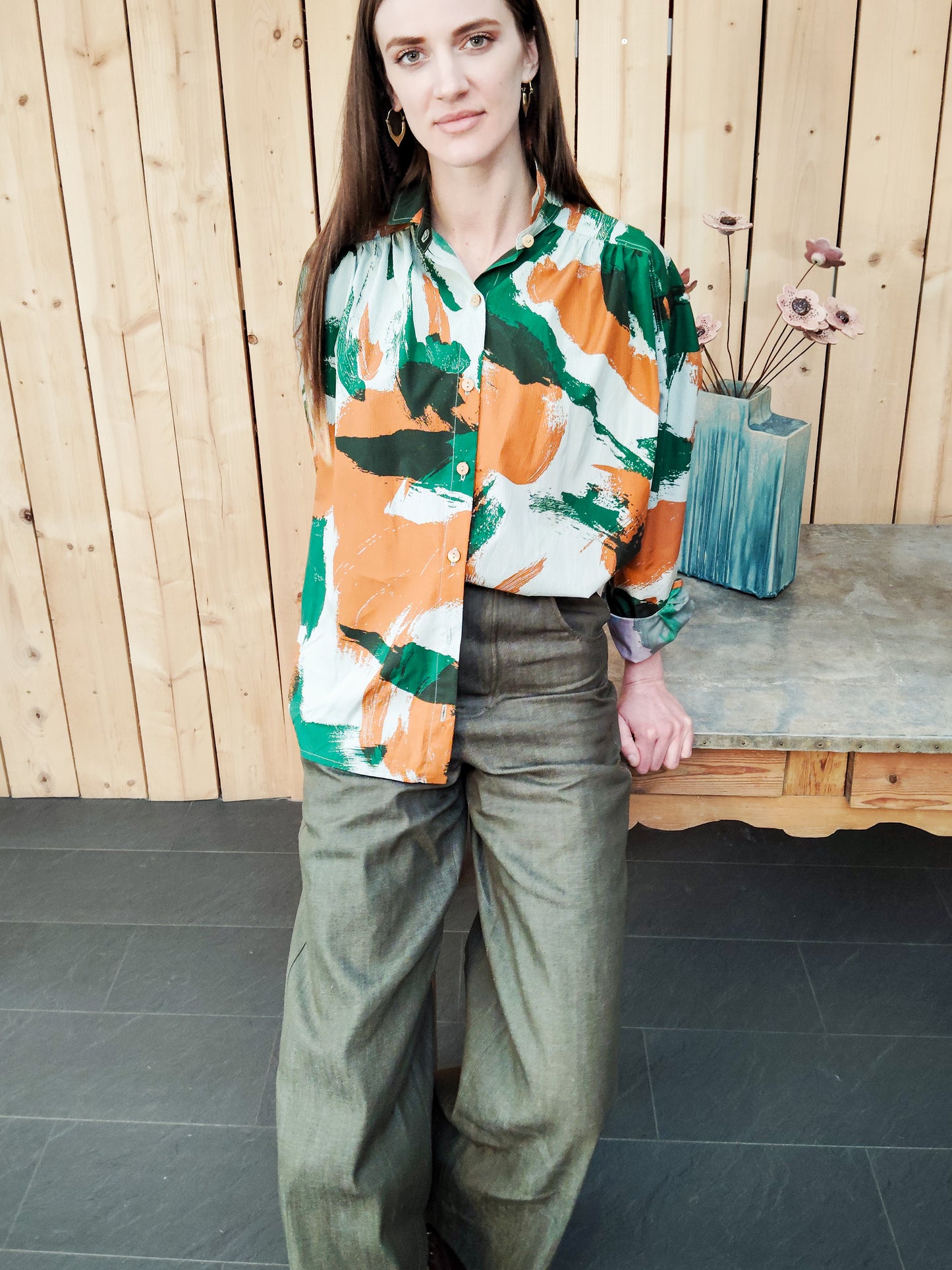 Chemise Marta KAKI couleurs up-cyclé