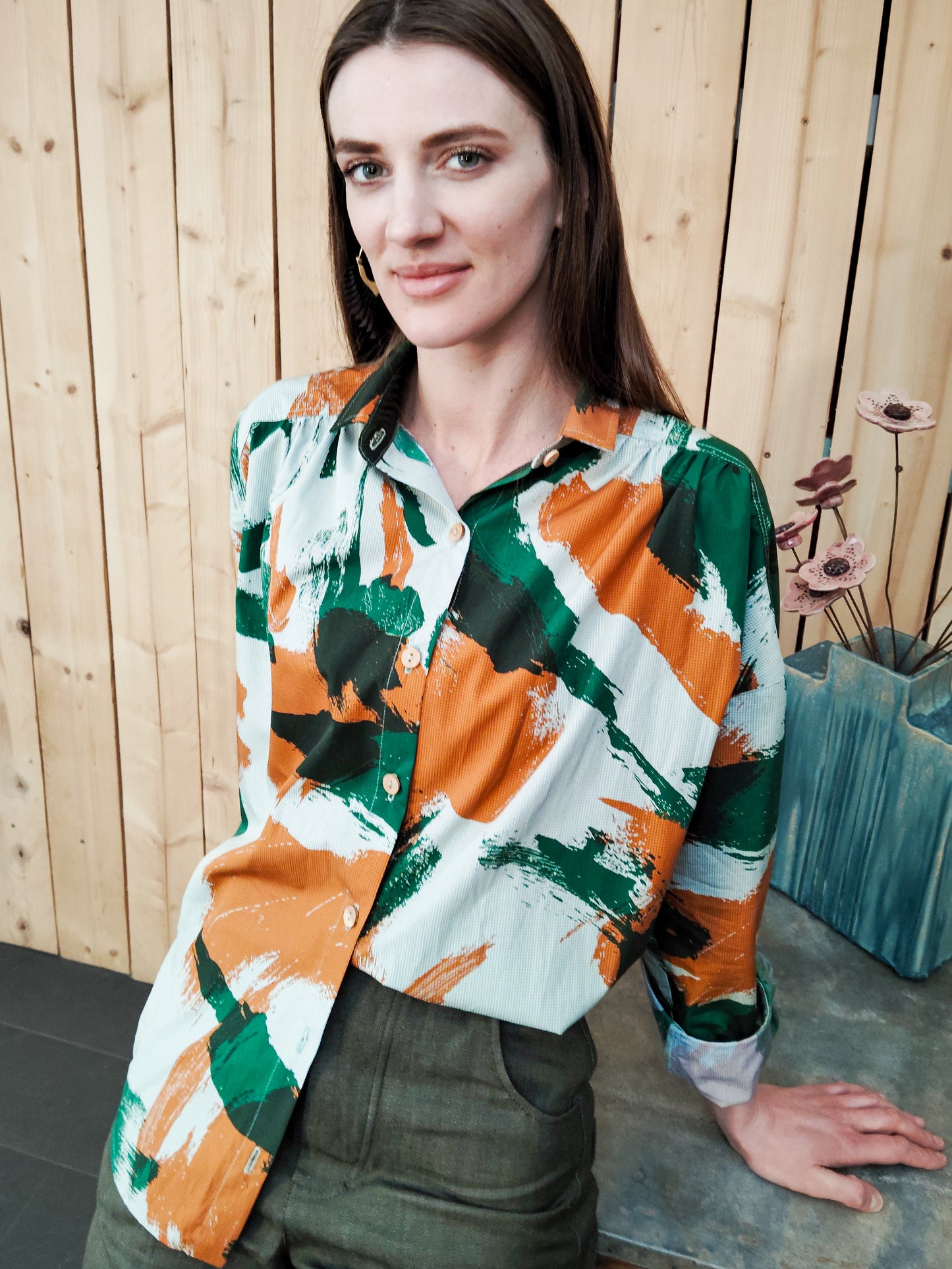 Chemise Marta KAKI couleurs up-cyclé
