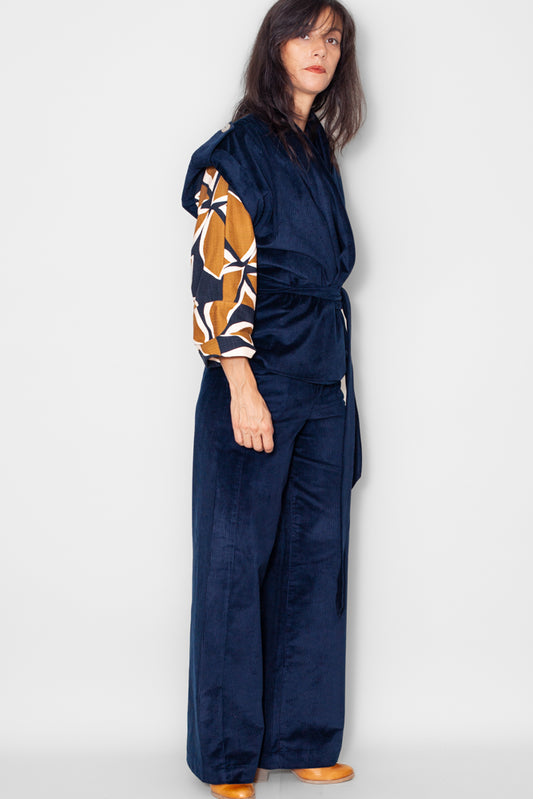 Veste Kimono 25 Velours Marine Bio