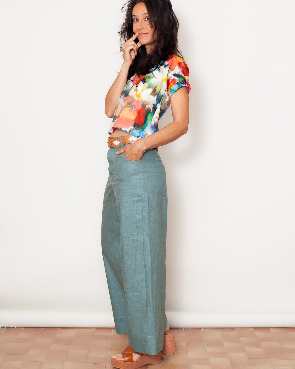 Pantalon Marinette ramie Ciel