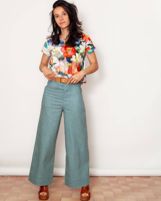 Pantalon Marinette ramie Ciel