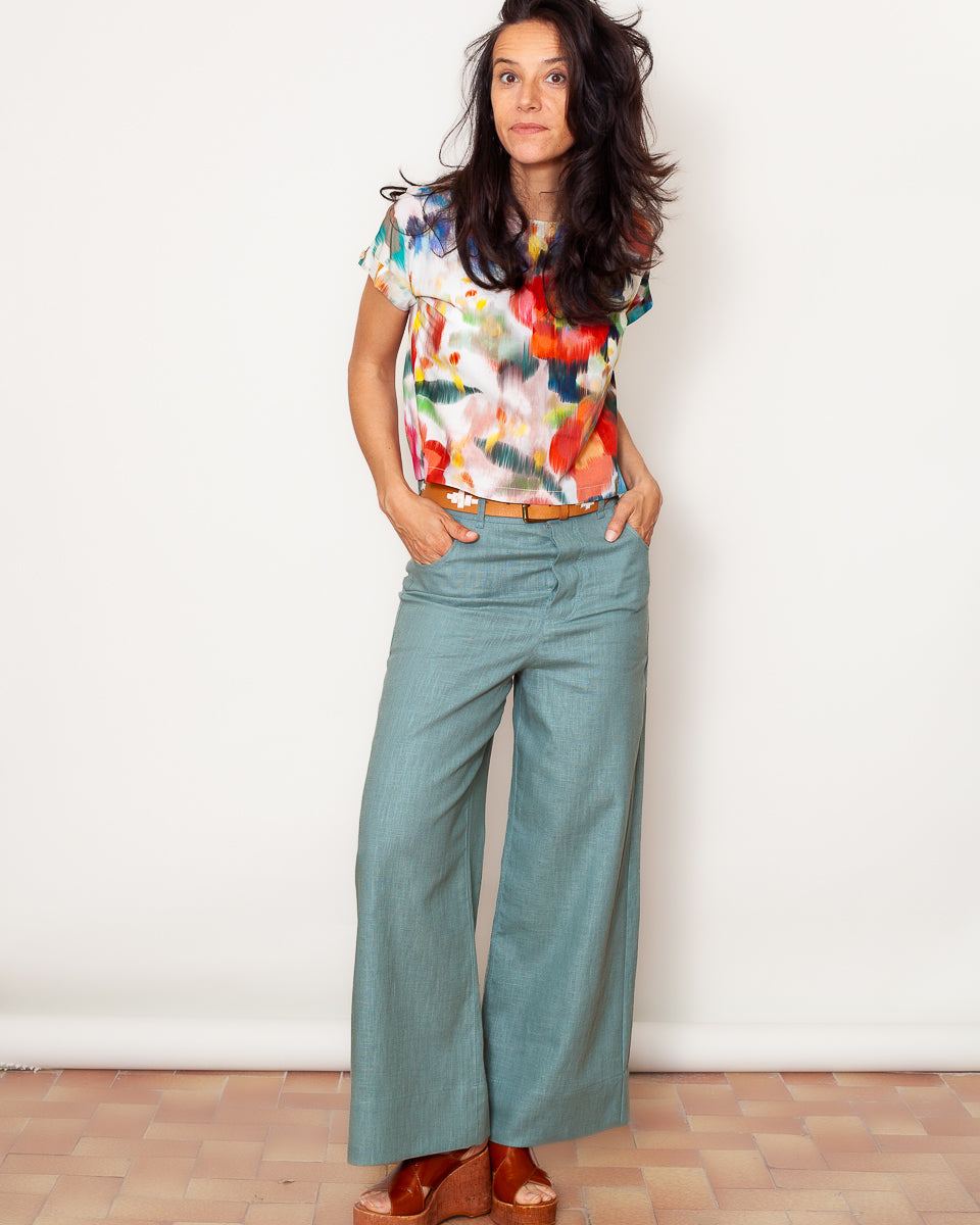 Pantalon Marinette ramie Ciel