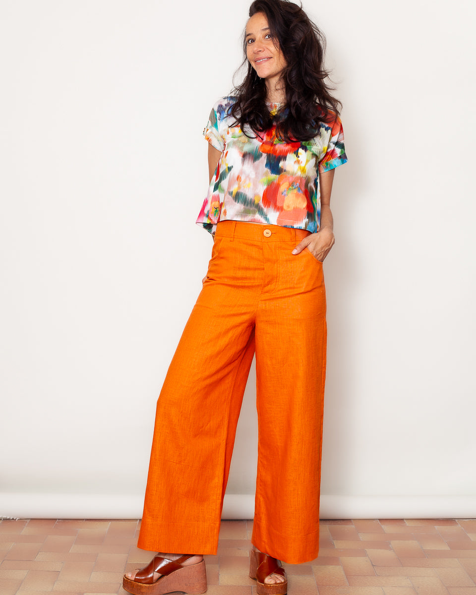 Pantalon Marinette ramie Sun Orange