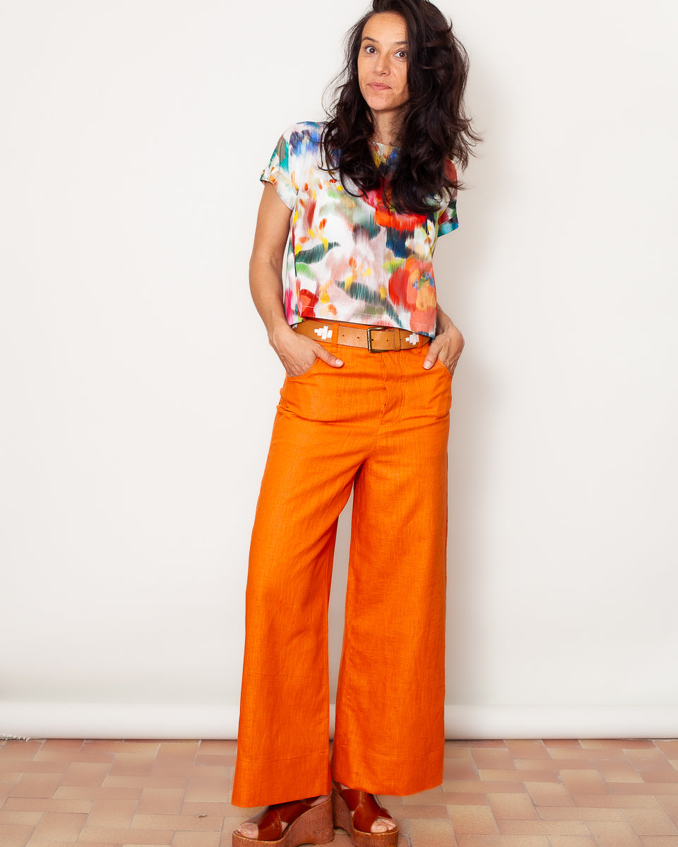 Pantalon Marinette ramie Sun Orange