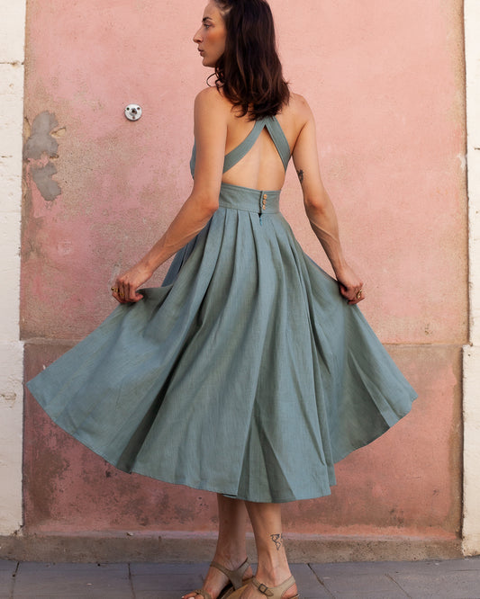 Robe Charly dos nu Ramie Ciel