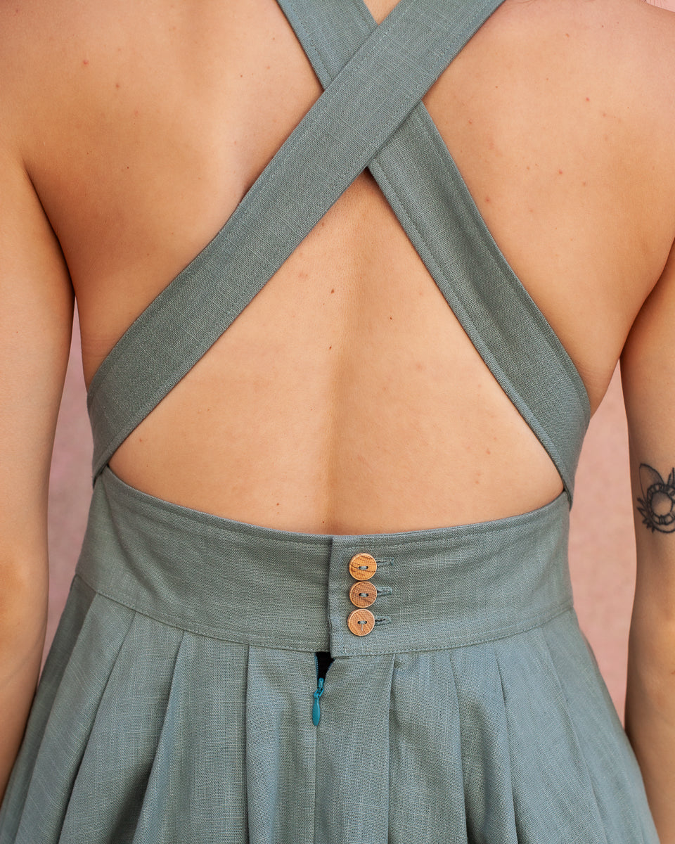 Robe Charly dos nu Ramie Ciel