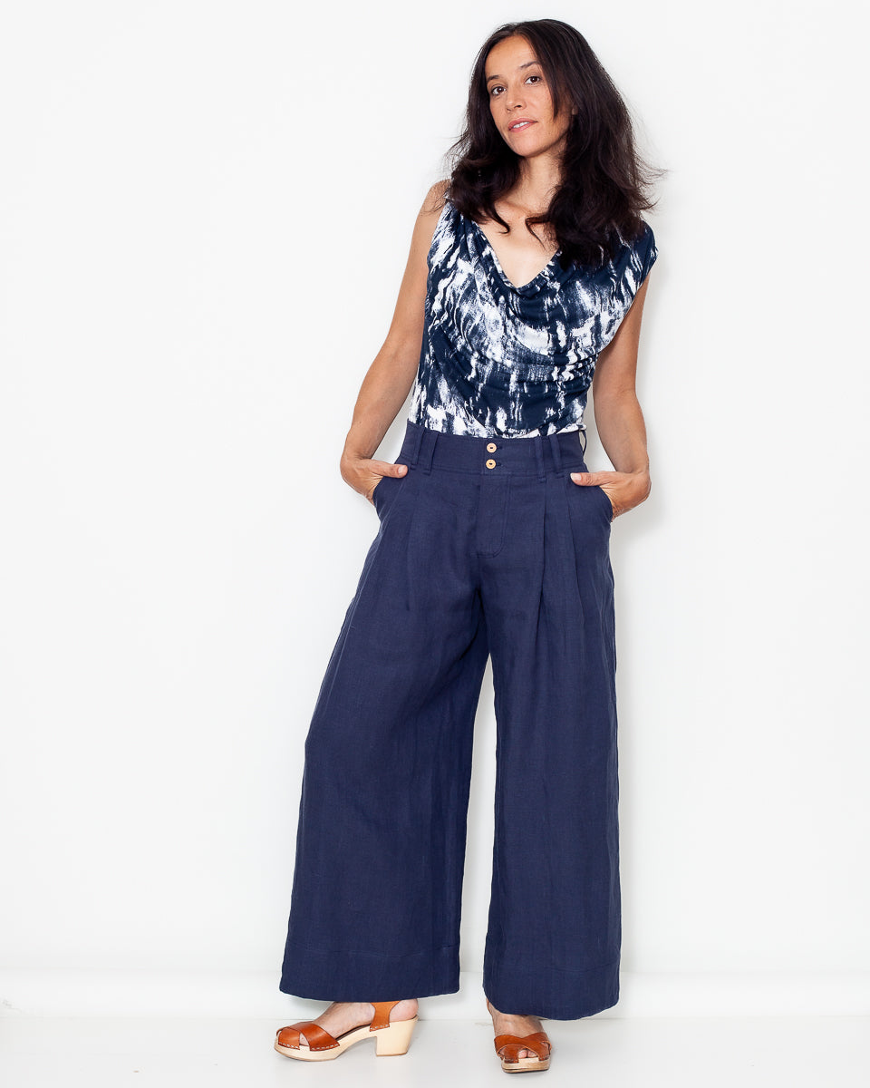 Pantalon Lou Lin lavé marine