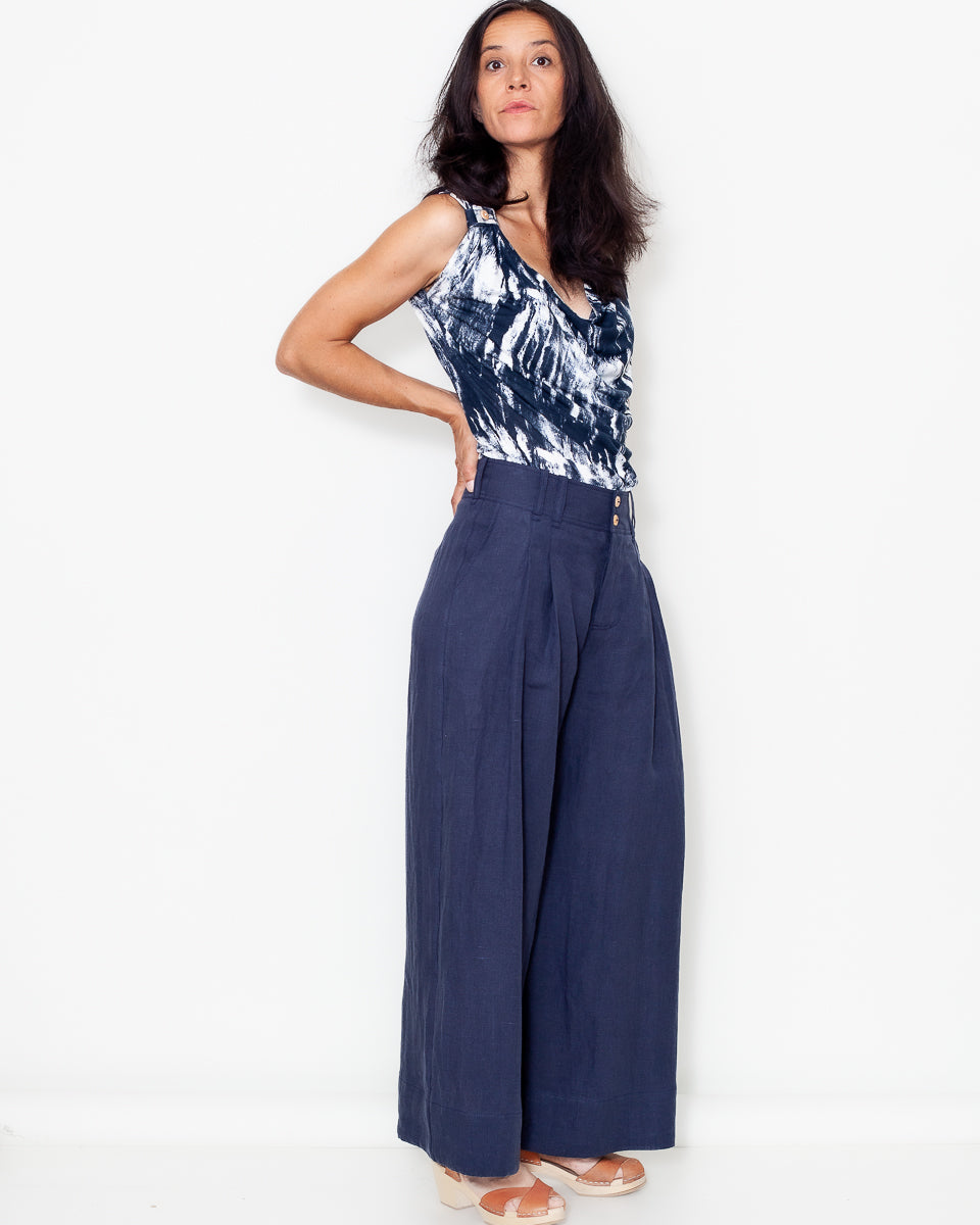 Pantalon Lou Lin lavé marine
