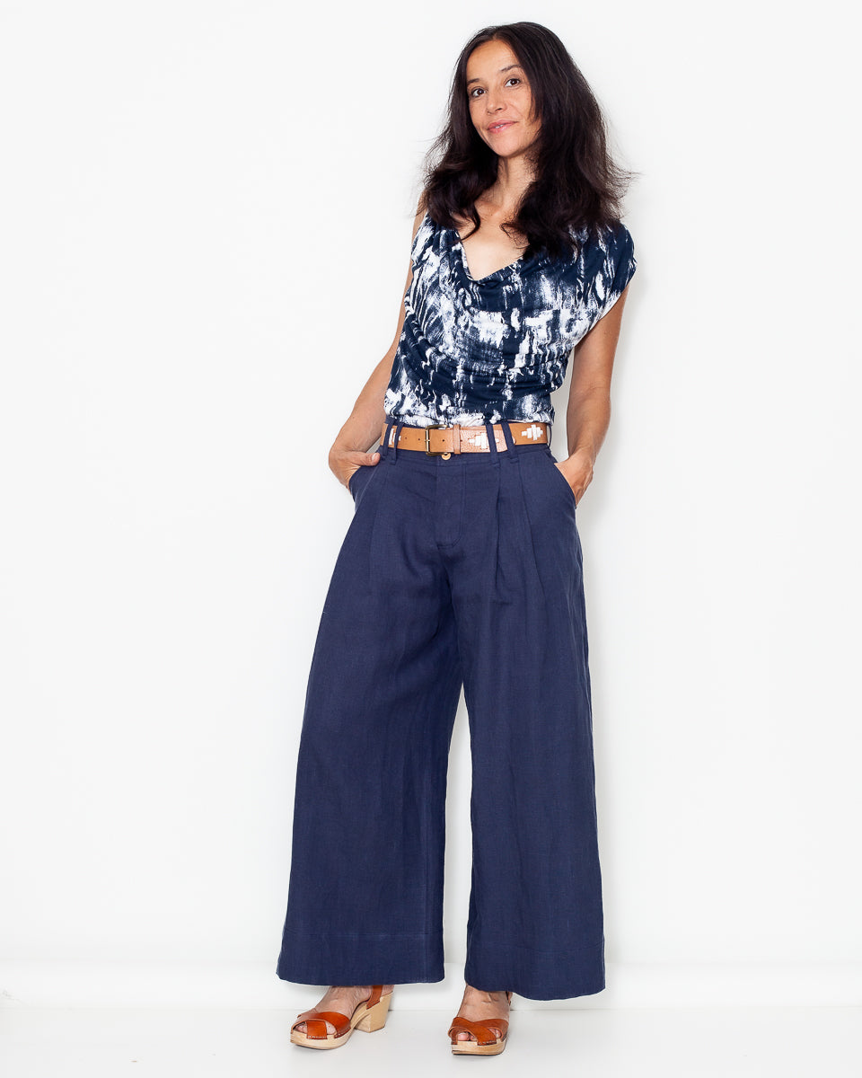 Pantalon Lou Lin lavé marine