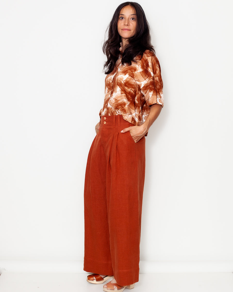 Pantalon Lou Lin lavé safran