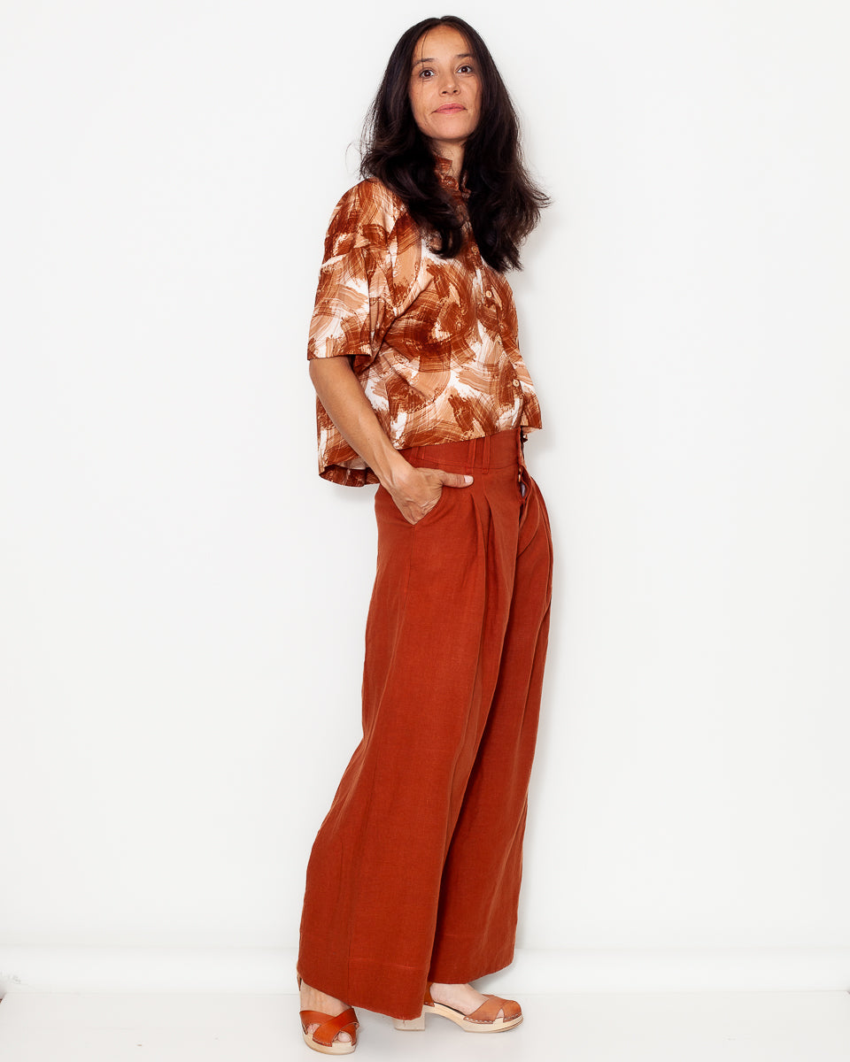 Pantalon Lou Lin lavé safran