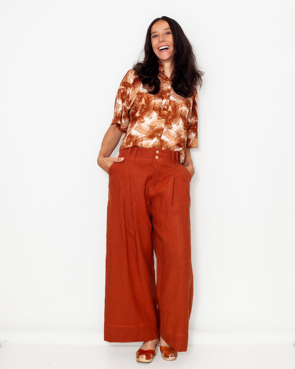 Pantalon Lou Lin lavé safran