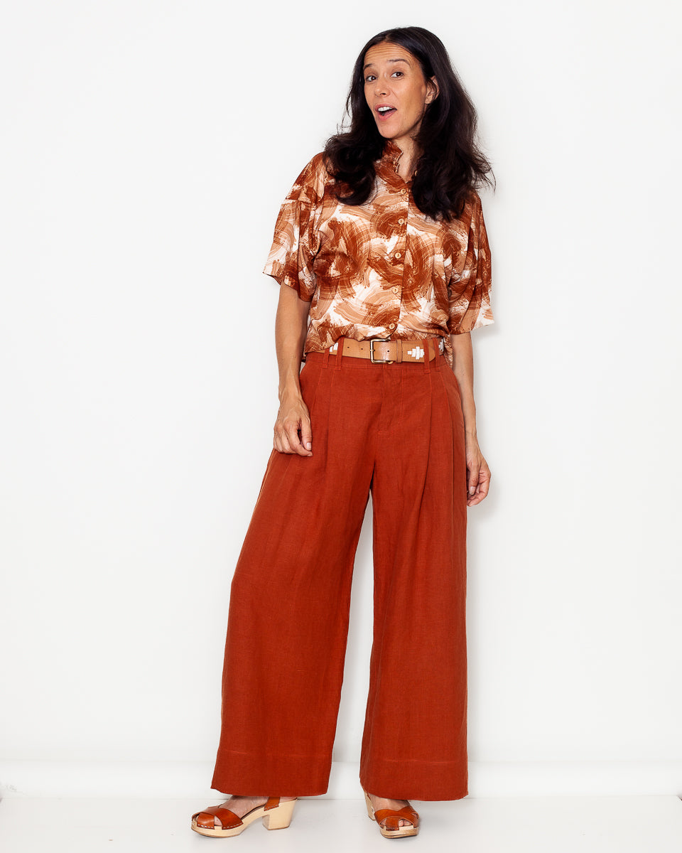 Pantalon Lou Lin lavé safran