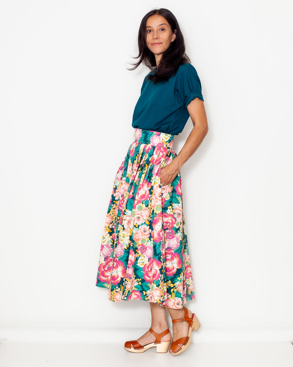 Jupe Charlie Popeline fine Pivoines