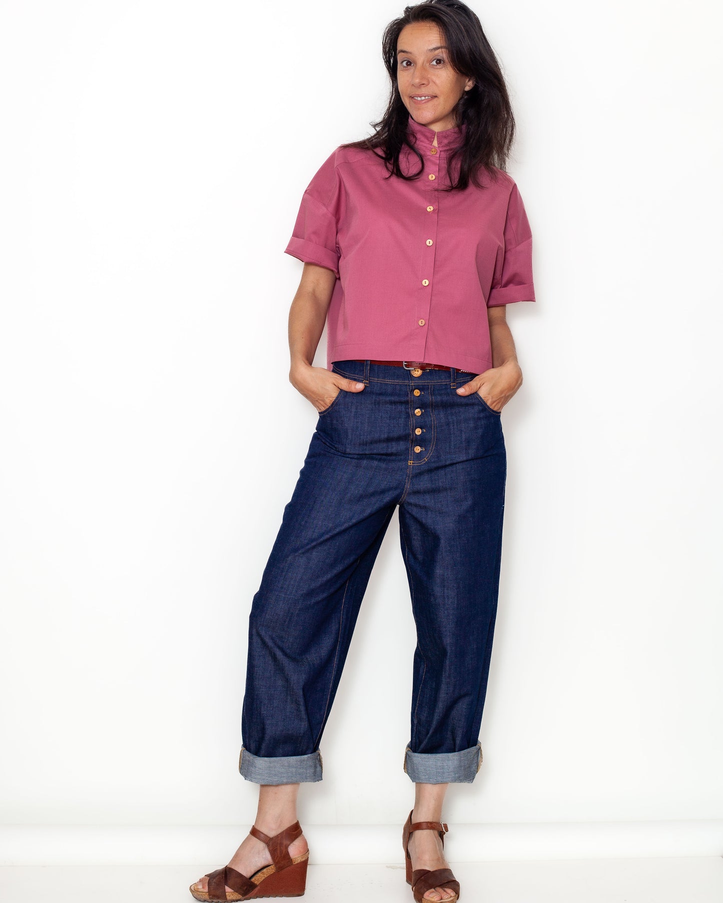 Chemise FLORA voile bio framboise