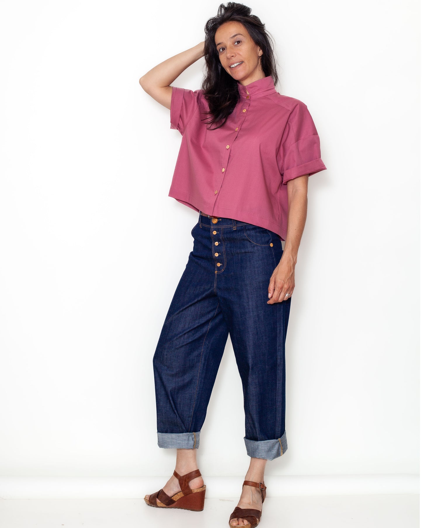 Chemise FLORA voile bio framboise