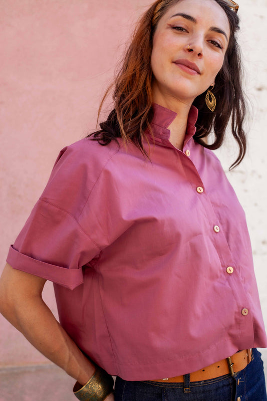 Chemise FLORA voile bio framboise