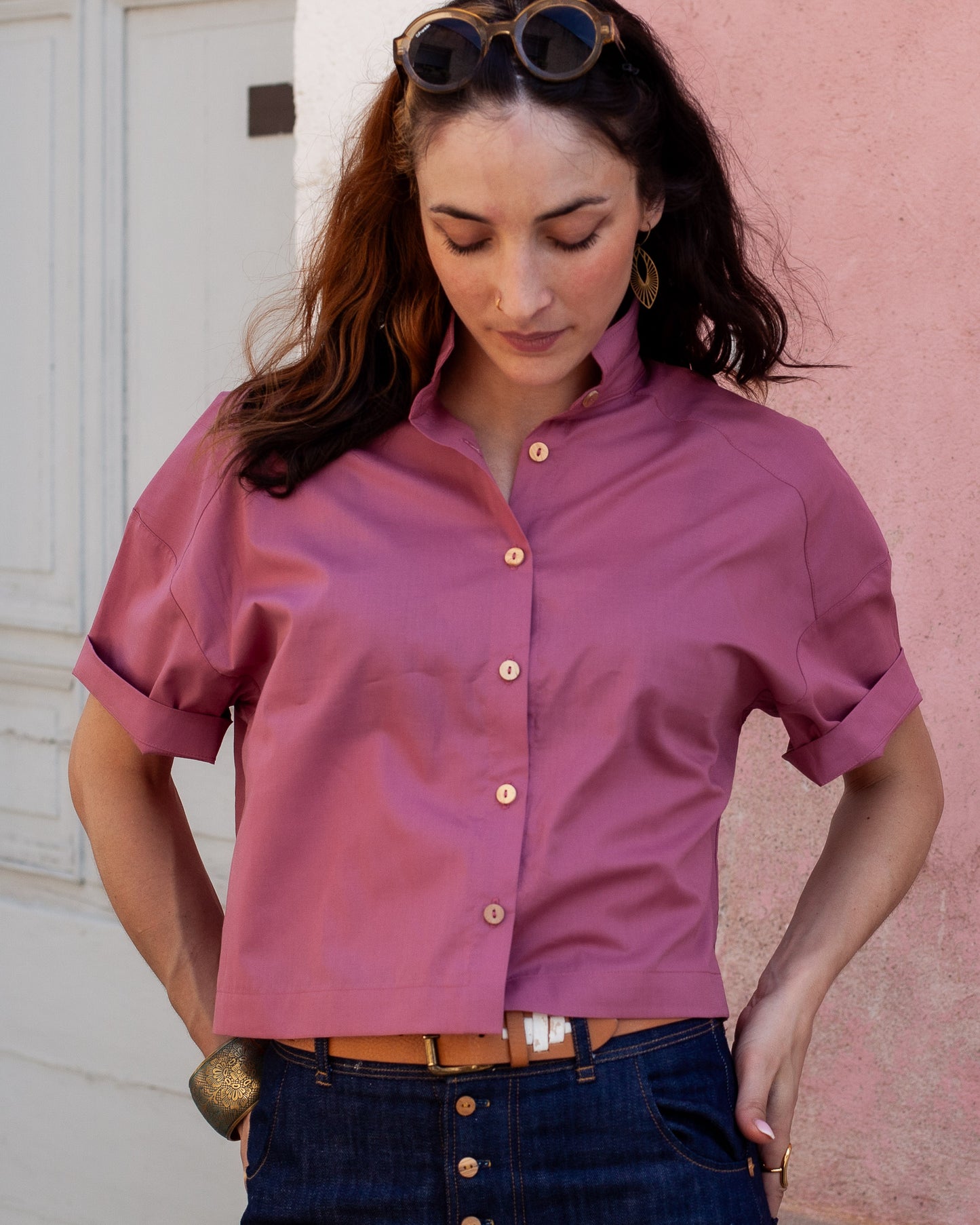 Chemise FLORA voile bio framboise