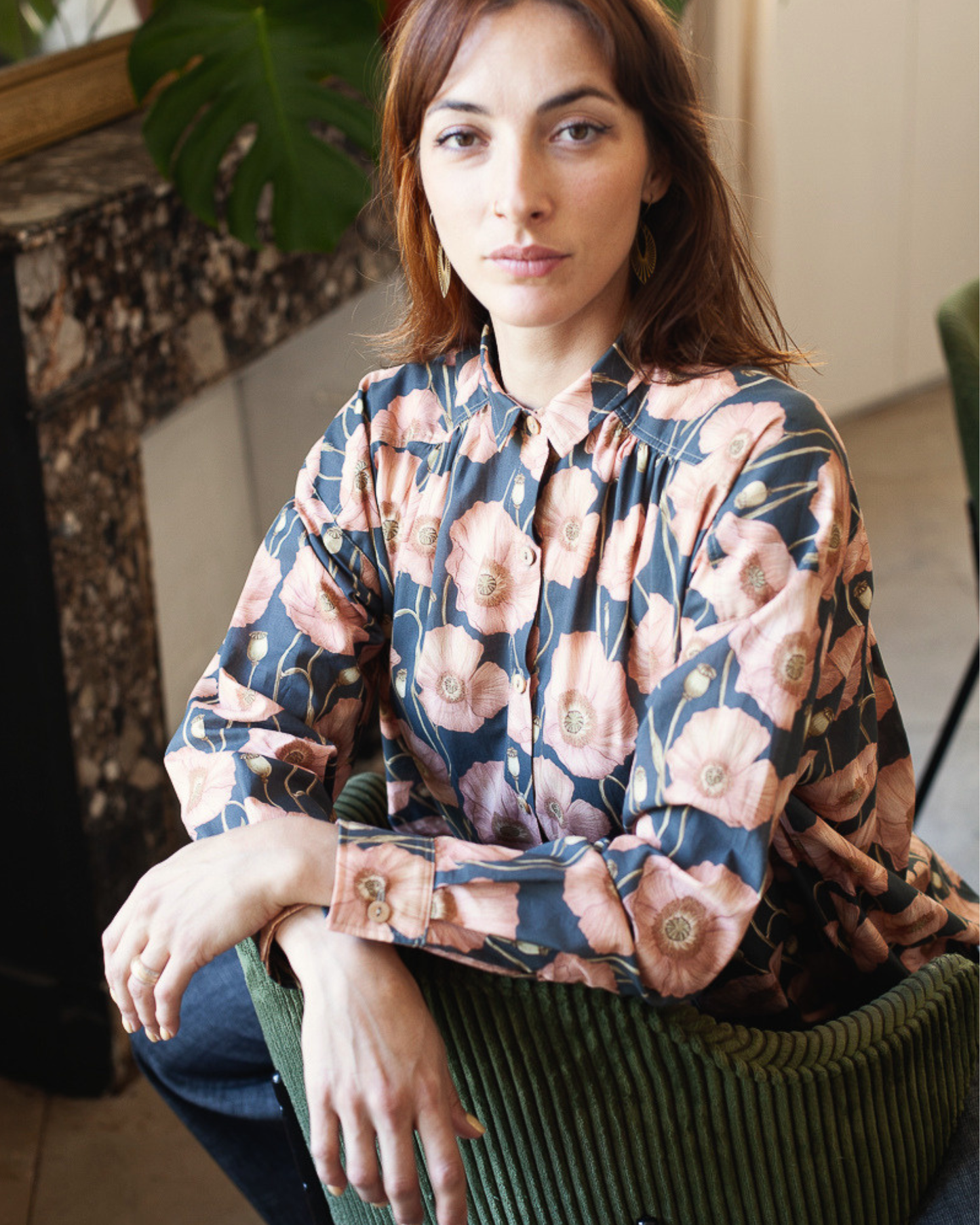 Chemise Marta baptiste bio coquelicot