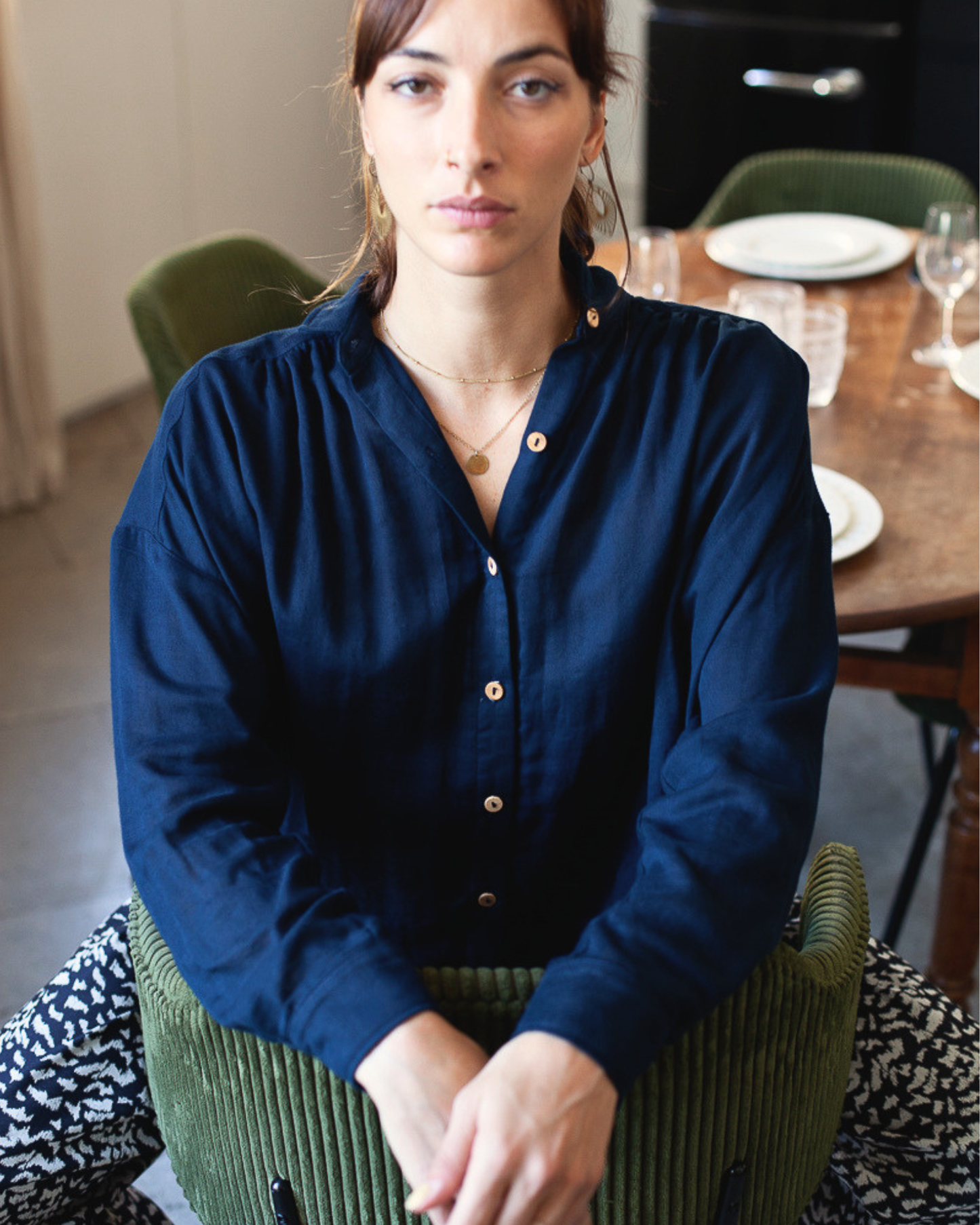 Chemise Marta double gaze coton bio Marine