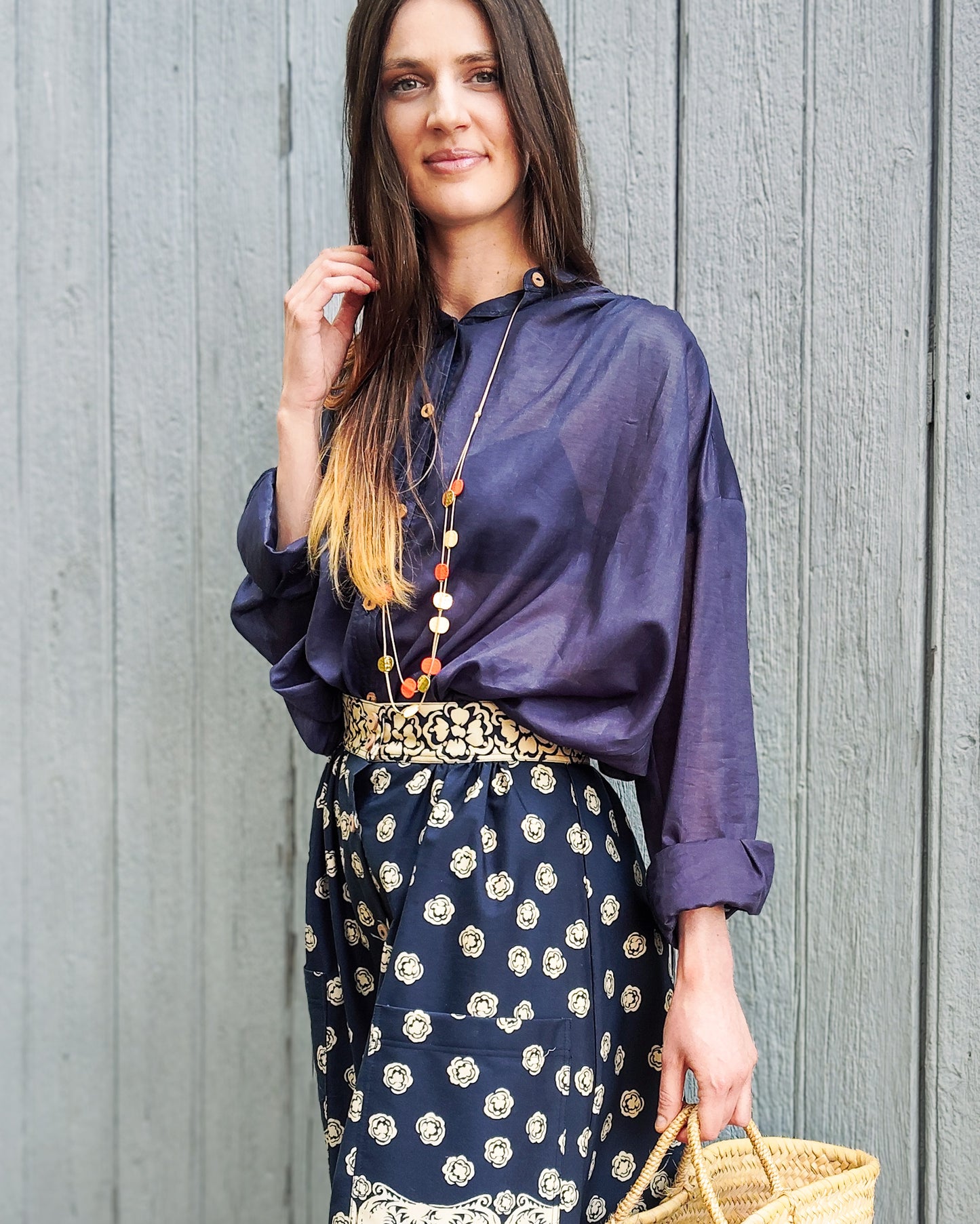 Chemise Marta Voile bleu soyeux