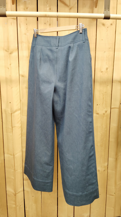 Pantalon Lou Denim Coton Turquoise Up-cyclé - DERNIERE CHANCE