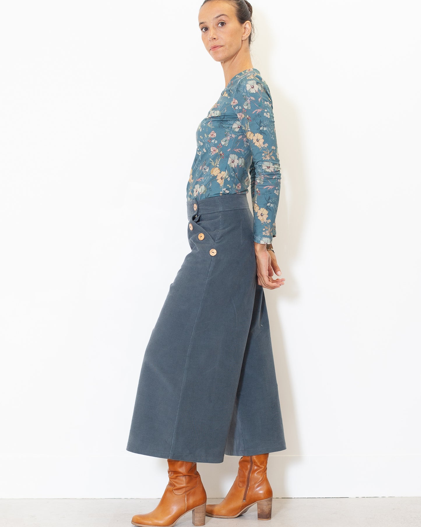 BIENTÔT DE RETOUR-Jupe Culotte Henriette velours BIO Turbulence