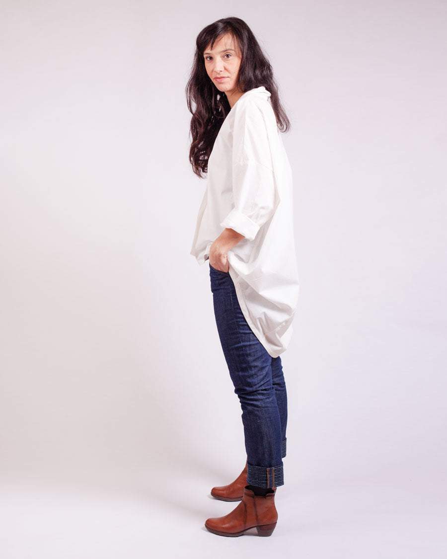 ICONIQUE - Chemisier Lison voile ivoire Bio Gots