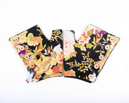 MITAINES Japon boutons Ginkiku Noir