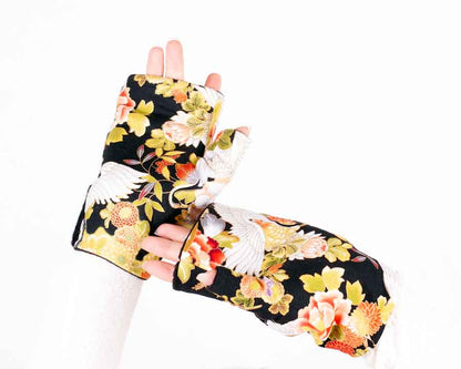 MITAINES Japon boutons Ginkiku Noir