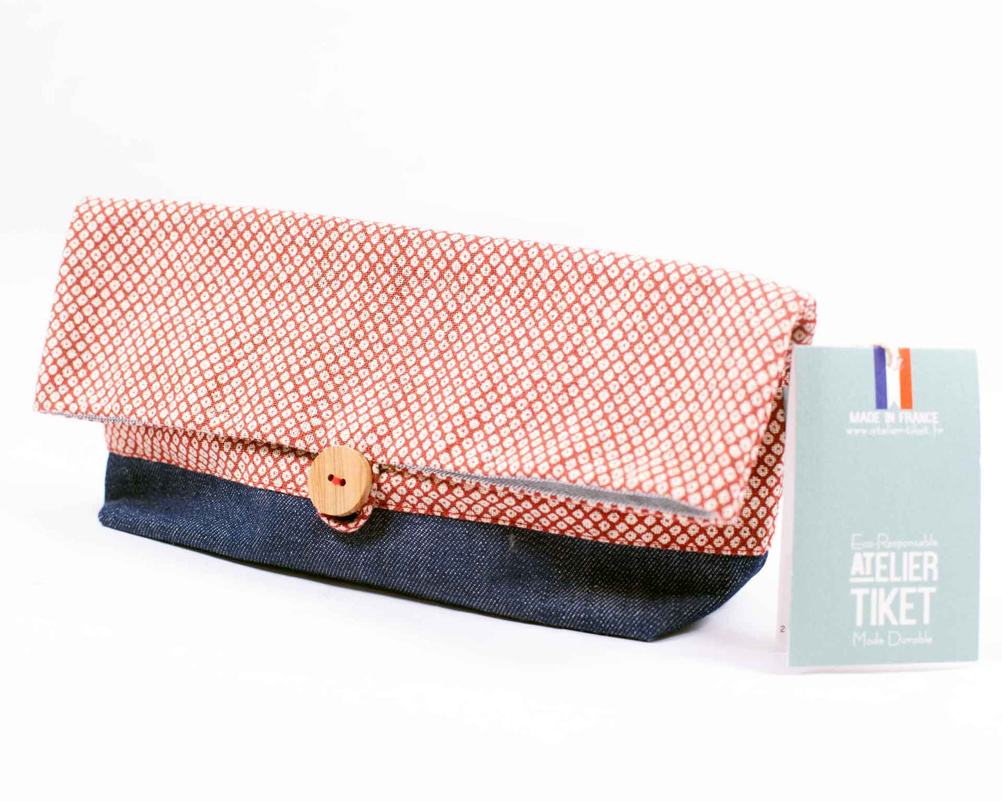 Trousse à tout denim - grain de riz rouge